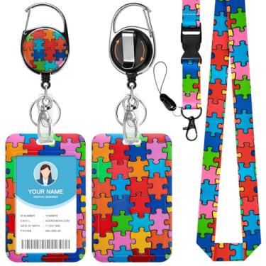 Imagem de Soleebee Porta-crachá de identificação com cordão destacável, etiquetas de nome coloridas fofas, porta-cartões de identificação, chaveiro retrátil, carretel resistente com mosquetão para enfermeira