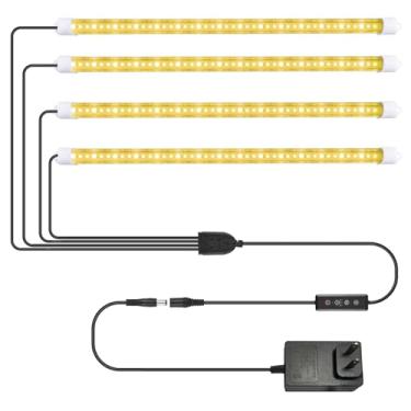 Imagem de 4 Pacote de Lâmpadas Crescimento LED para Plantas Internas Fita Luz Espectro Completo com 10 Níveis Reguláveis Brilho 3 Modos Funcionamento Timer 9 12