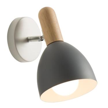 Imagem de Arandelas de parede modernas ajustáveis lâmpada de cabeceira macaron luminária de parede criativa de madeira lâmpadas de parede para quarto cozinha sala de estar corredor quarto infantil (cinza)