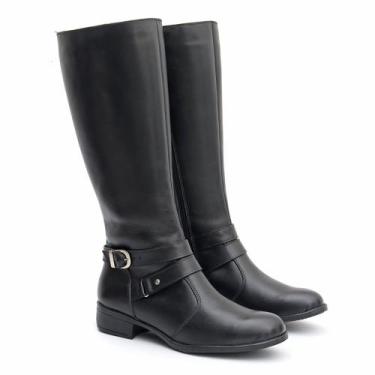 Imagem de Bota Montaria Feminina em Couro Cano Longo Detalhe Fivela - LOJA RPERO