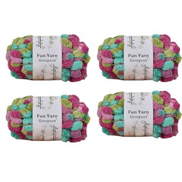 Imagem de Jelly Bean Pom Bomb Yarn - 150 g/novelo de poliéster super volumoso - 4 bolas Pomp-A-Doodle fio para crochê tricô artesanato tapete pet ninho 600 g (4, uva)