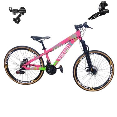 Imagem de Bicicleta 26 VikingX T25 24v Aluminio Cambios SHIMANOS Indexado Pneu Slick Fino Fx Amarela1.50-Unissex