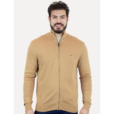 Imagem de Suéter Tommy Hilfiger Masculino Essential Cotton Zip Through Cáqui-Masculino