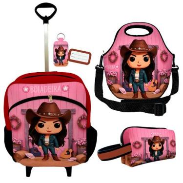Imagem de Kit Escolar Infantil Mochila de Rodinha Lancheira Térmica Necessaire P