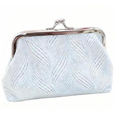 Imagem de Bolsa de Moedas de Tecido Feminina Carteira Curta de Veludo Pequena Bolsa com Fecho de Cartão, Cinza