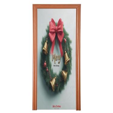 Imagem de SEHANY Capa de porta de sinos de guirlanda de Natal, decoração ao ar livre, tecido de alta elasticidade, capa de porta de Natal, faixa de Natal, capa de porta para porta da frente, festa festiva