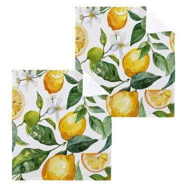 Imagem de xigua Toalhas de mão de algodão limoeiro, toalhas de banho multiusos e absorventes toalhas de rosto macias para a pele para banheiro, cozinha, hotel, academia, panos de lavagem, 4 unidades, 30 x 30 cm