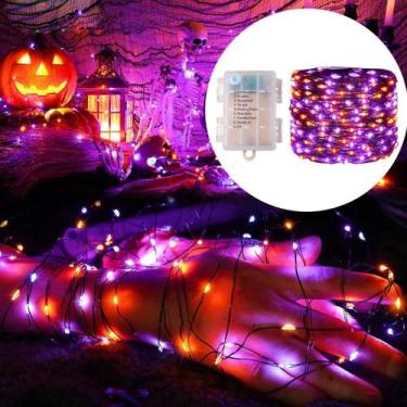 Imagem de Luzes De Cordão LED Roxas E Laranja 5M-20M Alimentadas Por Bateria Par