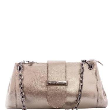Imagem de Bolsa Feminina Prata Velho de Ombro Couro Legítimo com Corrente e Bolso Interno Leopoldine-Feminino