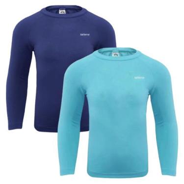 Imagem de Kit 2 Camisas Térmicas Selene Proteção UV50+ Juvenil, Marinho, Azul, 1