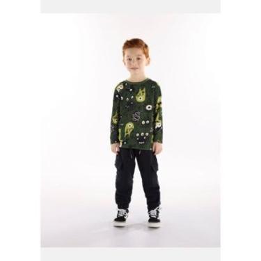 Imagem de Conjunto Infantil Masculino com Camiseta e Calça de Monstrinho Três e Já-Masculino