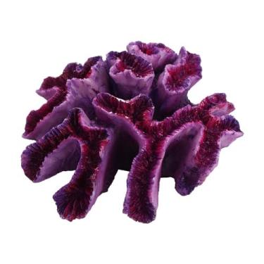 Imagem de Ornamentos de aquário simulação artificial plantas aquáticas resina subaquática decorativa pedra falsa recife (A)