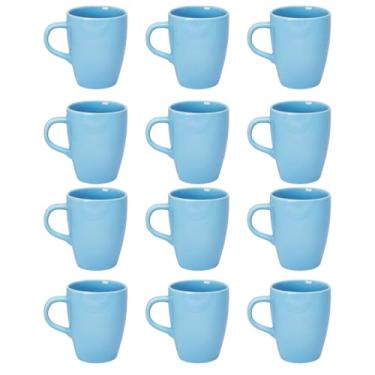 Imagem de Kit de 12 Canecas de Porcelana Premium – 230ml Resistentes Elegantes, Ideal para Café, Chá, Chocolate e Casa (Azul)