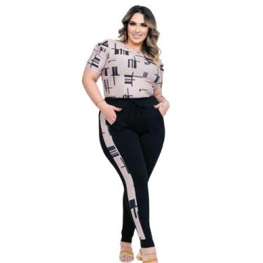 Imagem de Conjunto Feminino Plus Size Casual Moderno  Calça e Blusa Confortável 