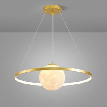 Imagem de Luminária de teto LED redonda moderna com 60 cm de diâmetro para sala de jantar e cozinha, dimerizável (3000K-6000K), em acrílico, para sala de estar, quarto, cozinha e sala de jantar. Ilumi