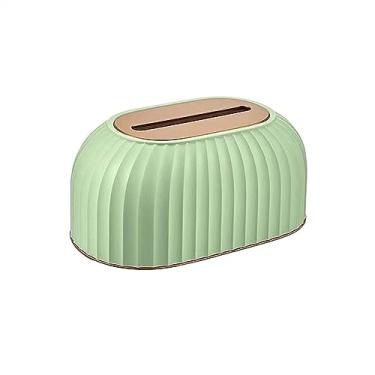 Imagem de Suporte de caixa de lenços nórdico listrado caixa de papel higiênico suporte de guardanapo de mesa dispensador de papel de seda decoração de casa capa de caixa de lenços faciais (verde)