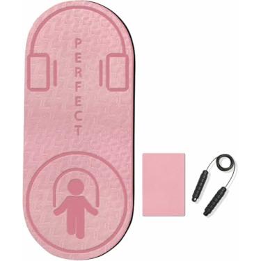 Imagem de Tapete de corda para exercícios para uso interno e externo, antiderrapante, de alta densidade, silencioso, para pular corda, elasticidade, fitness, rosa