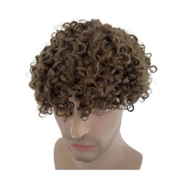 Imagem de Aplique de testa Peruca para homens, sistema de substituição cabelo humano encaracolado pequeno, peças macias, renda suíça completa, base 8 x10(4#)
