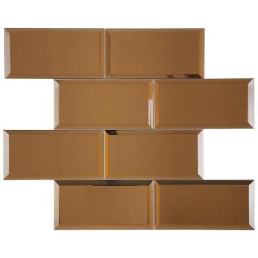 Imagem de Kit 1m² Pastilha de Vidro Refletivo 37cm X 30cm Brown