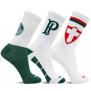 Imagem de Kit 3 Pares Meia Esportiva Masculina Running Bike Gym Palmeiras, (38 a