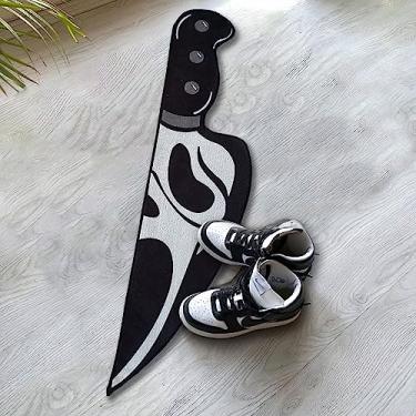 Imagem de Rugendary Tapete em forma de faca de filme de terror tapete decorativo de Halloween para casa tapete antiderrapante lavável na máquina tapete de filme popular (qualidade extra de bambu, 0,3 x 1,2 m)