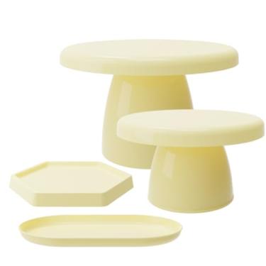 Imagem de Kit Festa com 1 Boleira Popi 18x11, 1 Mini cake 8x13, 1 Bandeja sextavada 16 e 1 Bandeja Popi 22(AMC - AMARELO CANDY)