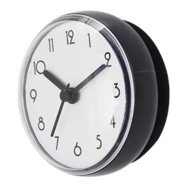 Imagem de Ioensy Relógio de banheiro com ventosa, pequeno, moderno, redondo, à prova d'água, para mesa, banheiro, sala de estar e lavabo, Cinza