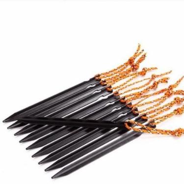 Imagem de Estacas Alumínio Barracas Camping - Kit Com 10 Preto