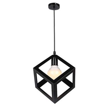 Imagem de Luminária pendente estilo industrial vintage retrô, base E27 preta, em metal, para teto, lustre, 1 unidade (lâmpada não inclusa)