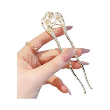 Imagem de Acessório De Cabelo Moderno Em Forma De U Com Pérolas E Flores Para Pe