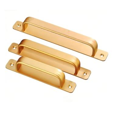 Imagem de Maçaneta de porta sem perfuração em liga de alumínio, pequena para portas de madeira, janelas, portas de correr, portas de vidro, armário de gaveta autoadesivo.(Gold,Large)