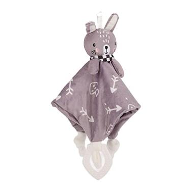 Imagem de Cobertor de segurança animal de pelúcia sino mastigável cobertor sensorial macio e confortável companheiro para bebês 0 3 anos de idade PP algodão poliéster 26 x 25 cm (coelho)