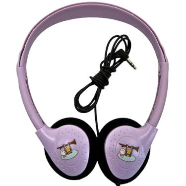 Imagem de WEBDARAZ Fones de ouvido infantis com fio, design fofo de desenho animado, interface de 3,5 mm, fone de ouvido colorido durável com cabo flexível, para escola e música (roxo)