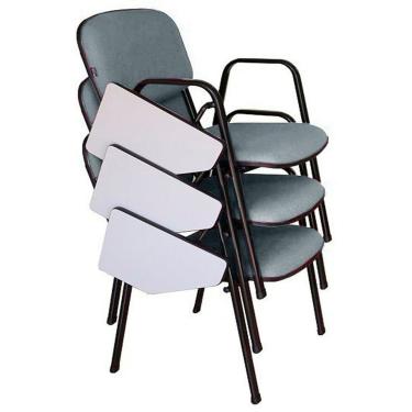 Imagem de 03 Cadeiras Escolar Universitária Linha Hotel Auditório Cinza