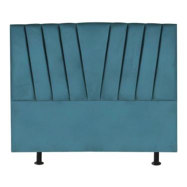 Imagem de Cabeceira King Cama Box Estofada 195 Cm Antonella Suede azul Turquesa