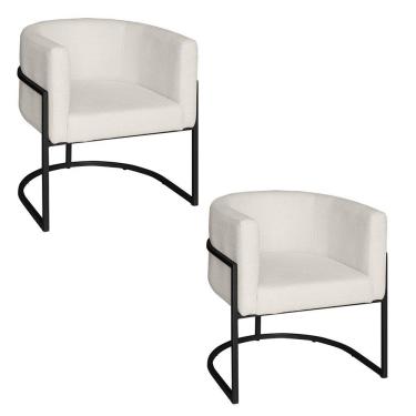 Imagem de Poltrona Base Industrial Preto Kit 2 Lety Blouclê Bege