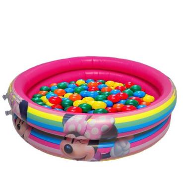 Imagem de Piscina Banheira Inflável Minnie 21 Litros Infantil Criança Menina Com