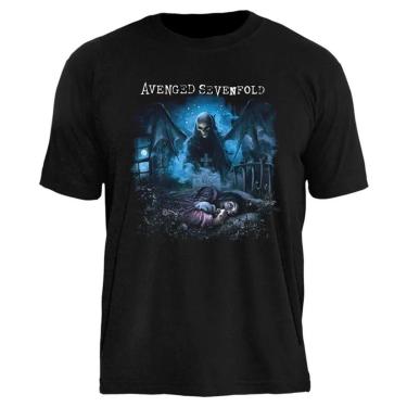 Imagem de Camiseta de Banda Avenged Sevenfold Stamp em Algodão Manga Curta-Unissex