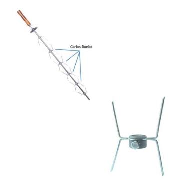 Imagem de Garfo Duplo P Frangueira Espeto Gancho Kit Com 10 Unidades - AZ135