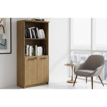 Imagem de Armário De Escritório Me-4199 C- 2 Portas C- Chave E 2 Nichos Amêndoa - Tecno Mobili