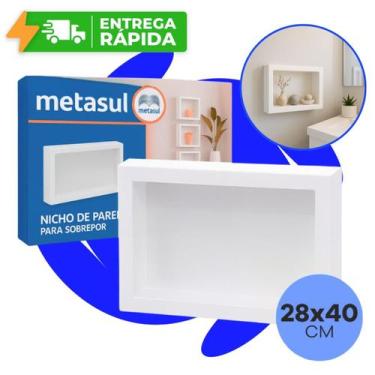 Imagem de Kit Nichos de Parede Sobrepor 28x40cm Banheiro Porta Shampoo Sem Obra 
