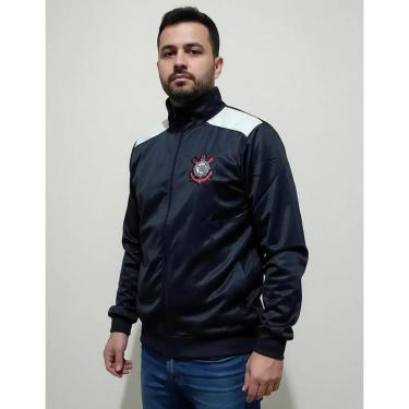 Imagem de JAQUETA MASCULINA TRILOBAL CORINTHIANS PRETA BRANCA-Masculino