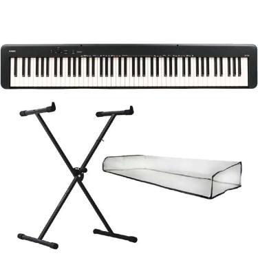 Imagem de Piano Digital Casio CDP-S160 Preto - 88 Teclas + Suporte em X + Capa Transparente