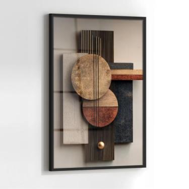 Imagem de Quadro com Moldura e Acrilico Cristal Escultura Madeira para Sala, Qua
