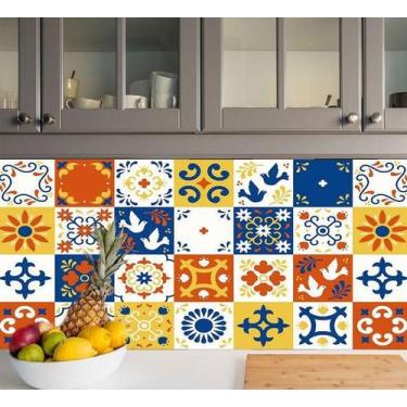 Imagem de Papel De Parede Adesivo Decorativo Azulejos Portugueses Coloridos - Ga
