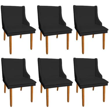Imagem de Kit 6 Cadeiras de Jantar Corino Preto Pés Palito