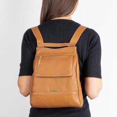 Imagem de Mochila pequena antifurto de couro Susan-Feminino