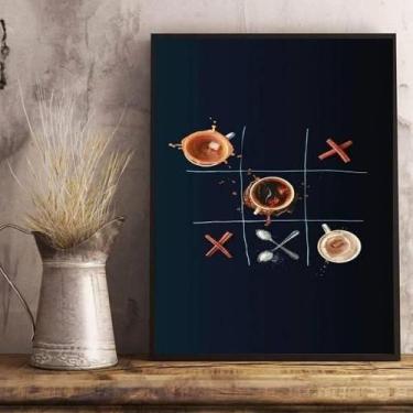 Imagem de Quadro Decorativo Jogo Da Velha Café 24X18Cm - Com Vidro - Quadros On-