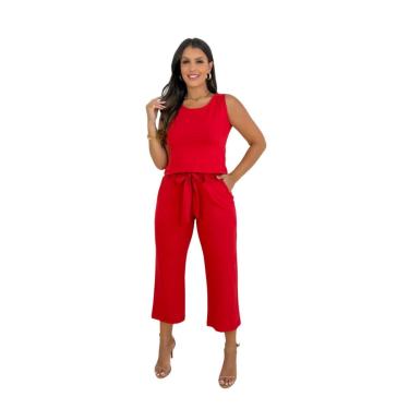 Imagem de Conjunto Maria Paes Calça Pantacourt e Regata Vermelho-Feminino