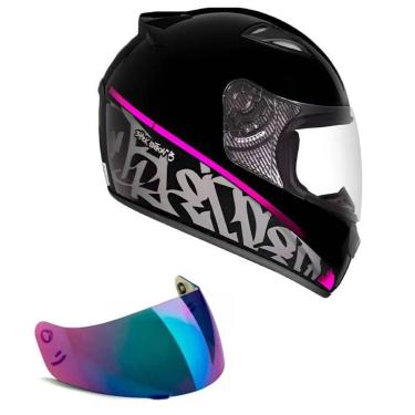 Imagem de Capacete Ebf New Spark Black Edition 3 Preto e Rosa Mais Viseira Camaleão-Masculino